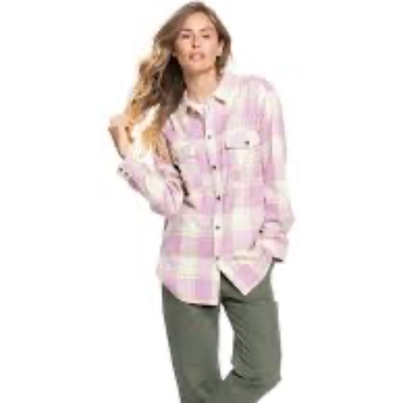 Roxy Turn It Up Long Sleeved Plaid Button Down Shirt - Picture 1 of 8